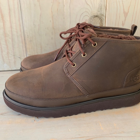 UGG NEUMEL WEATHER 2 GRIZZLY BROWN LEATHER WATEPROOF BOOTS US 13 NIB - Picture 3 of 6